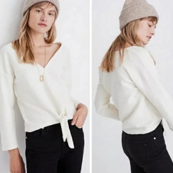 Madewell Texture & Thread Women’s Ribbed Tie Front Top Size Medium Style K4775 - Picture 1 of 11